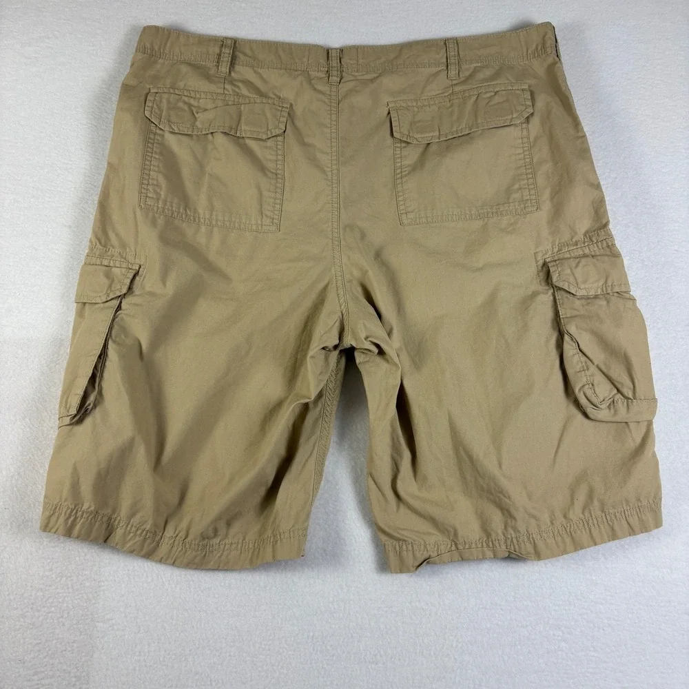 Mens Tan Cotton Twill‎ Cargo Shorts Casual Outdoor Utility Khaki Size 40